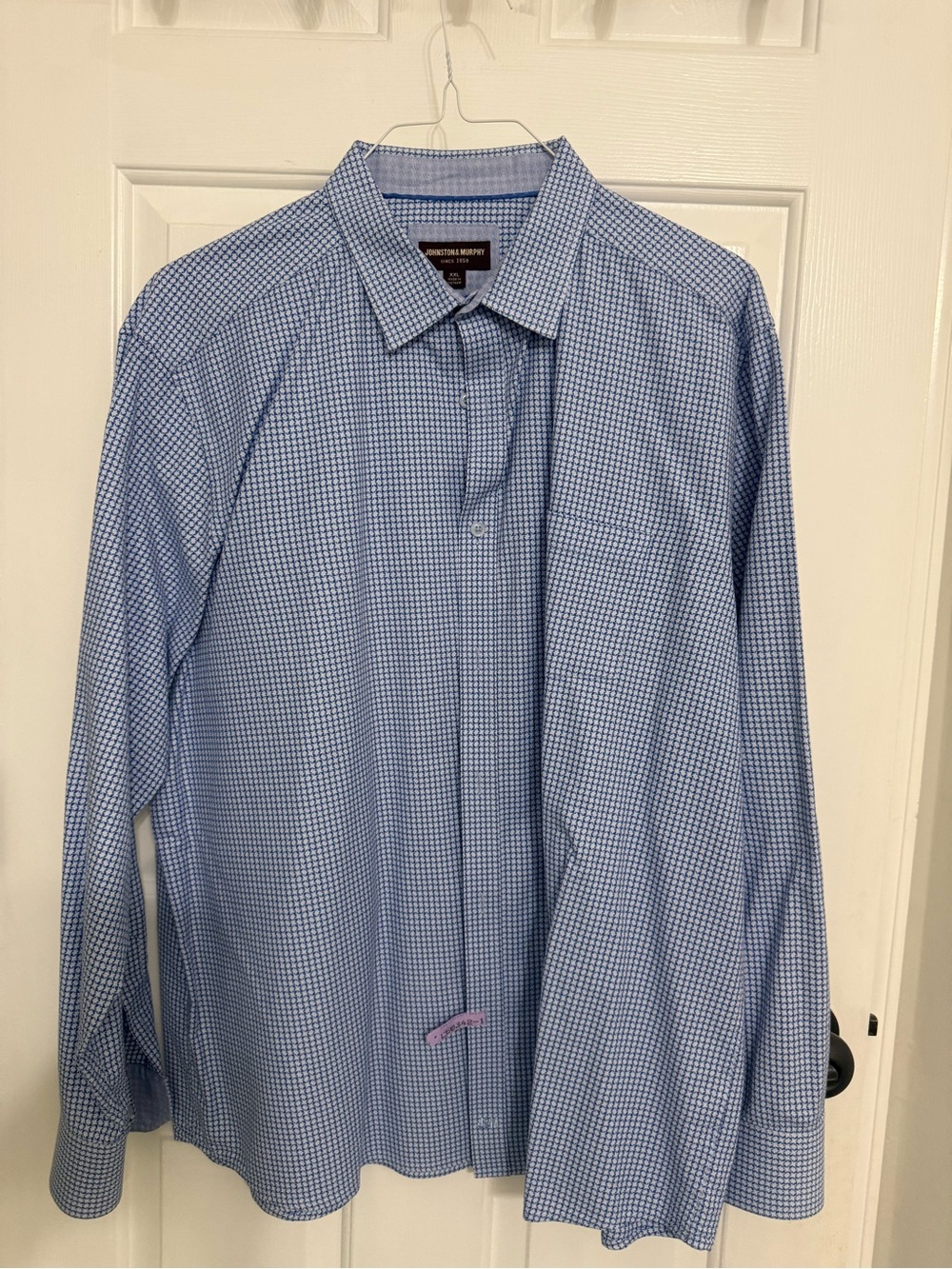 Johnston & Murphy Button-Down Men's Blue Micro-Check Shirt
